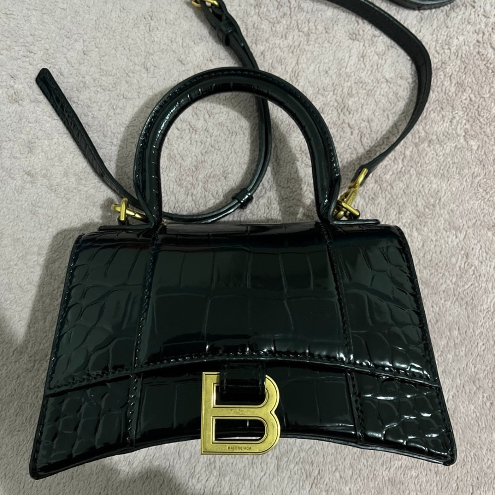 Balenciaga hour glass cross body top handle bag